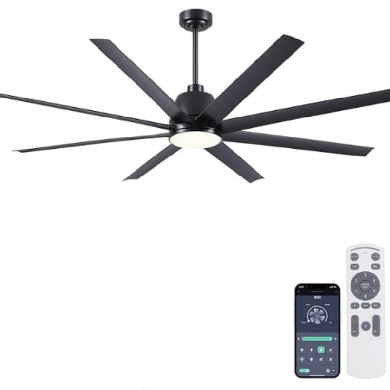 72 Inch Large Ceiling Fan with Light and Remote - 72 Inches