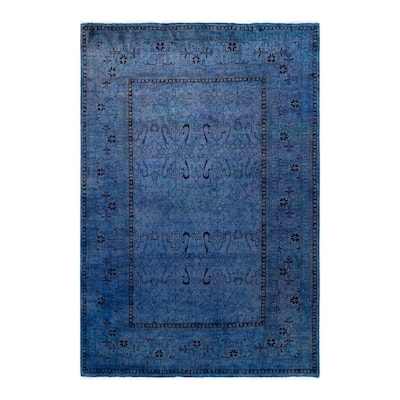 Overton Hand Knotted Wool Vintage Inspired Modern Contemporary Overdyed Purple Area Rug - 5' 2" x 7' 8"