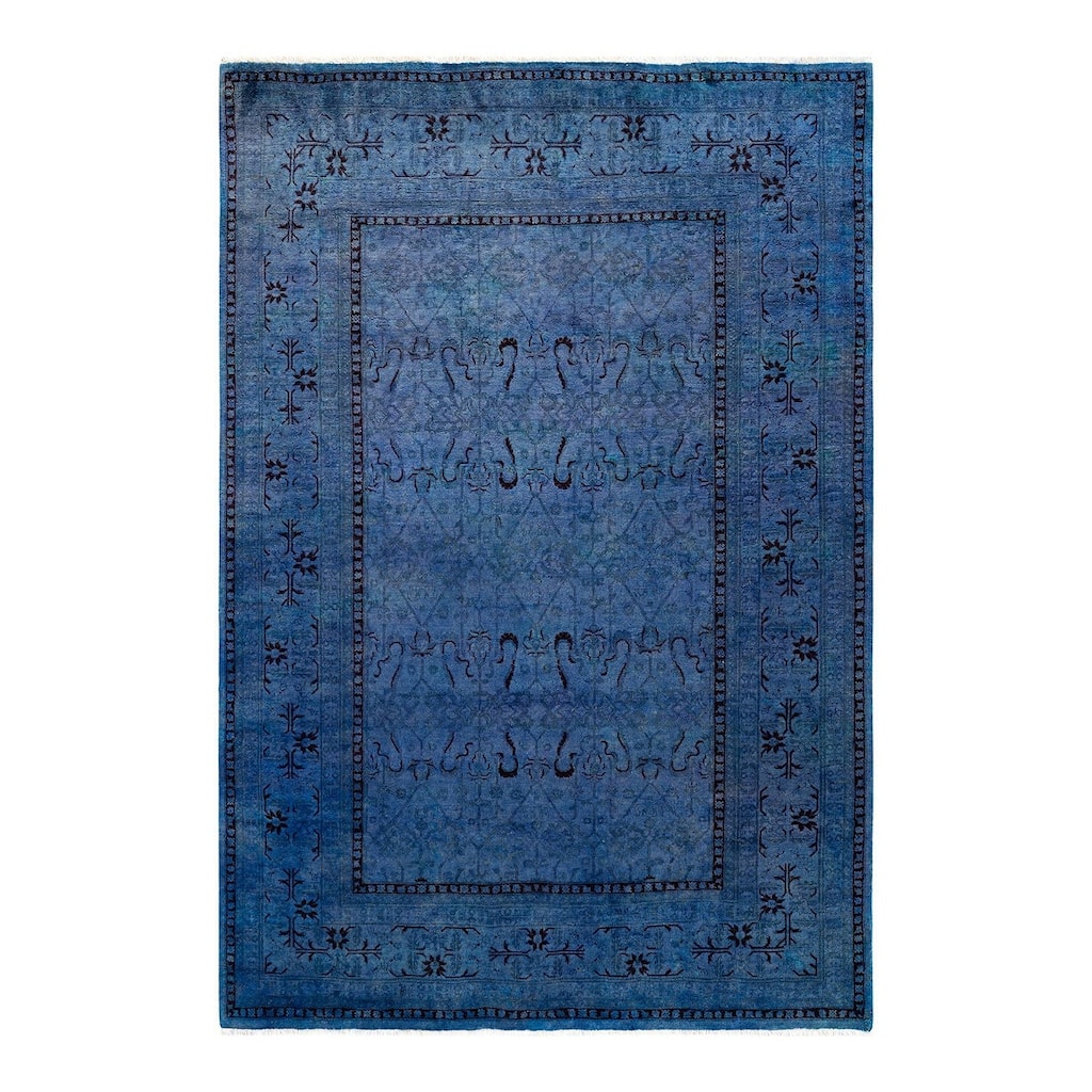 Overton Hand Knotted Wool Vintage Inspired Modern Contemporary Overdyed Purple Area Rug - 5' 2" x 7' 8"