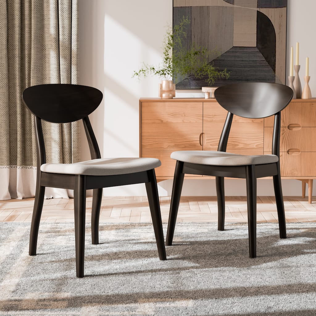 Furniture of America Abigail VI Mid-century Modern Black Handcrafted Solid Wood Dining Chairs (Set of 2)
