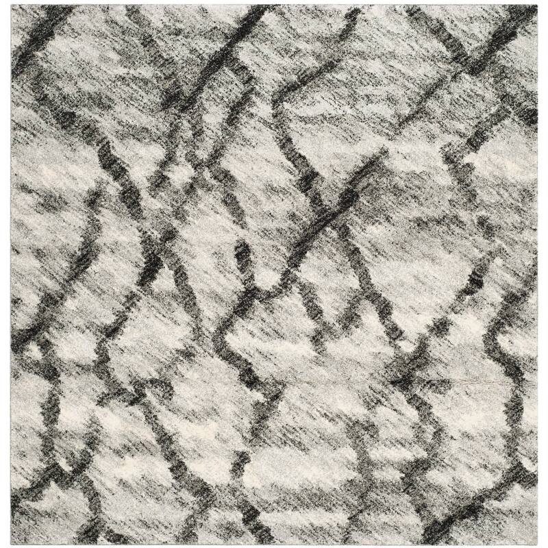 SAFAVIEH Retro Delfina Modern Abstract Distressed Rug - 6' Square - Light Grey/Black - Square/Runner
