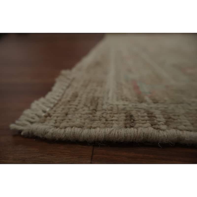 Hand Knotted Oriental 100% Wool Carpet Transitional All-Over Brown Oushak Area Rug - 12' 0'' X 9' 0''