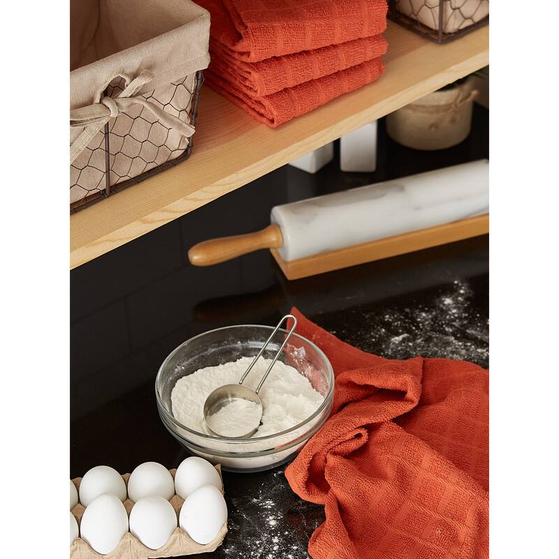 DII Solid Honey Gold Windowpane Terry Dishtowel 4 Piece