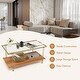 preview thumbnail 4 of 6, 2 Tiers Rectangle Glass Coffee Table with Gold Steel Frame