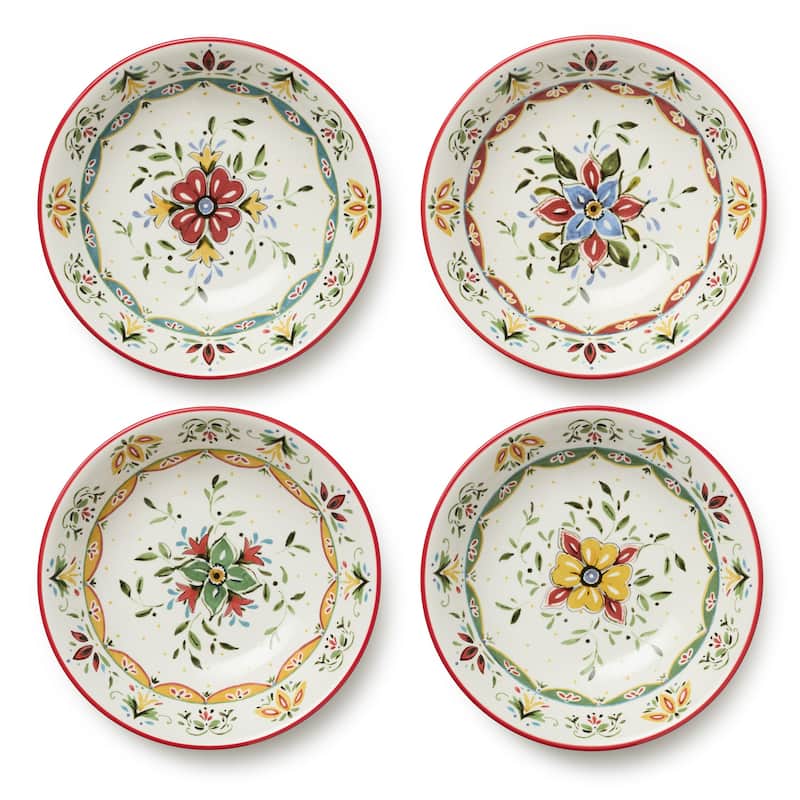 Certified International Provence 9" Soup/Cereal Bowls,Set of 4 Assorted Designs - 9'' W x 9'' D x 2'' H