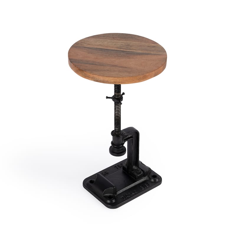 Ellis Adjustable Pedestal Side Table - Wood - Black