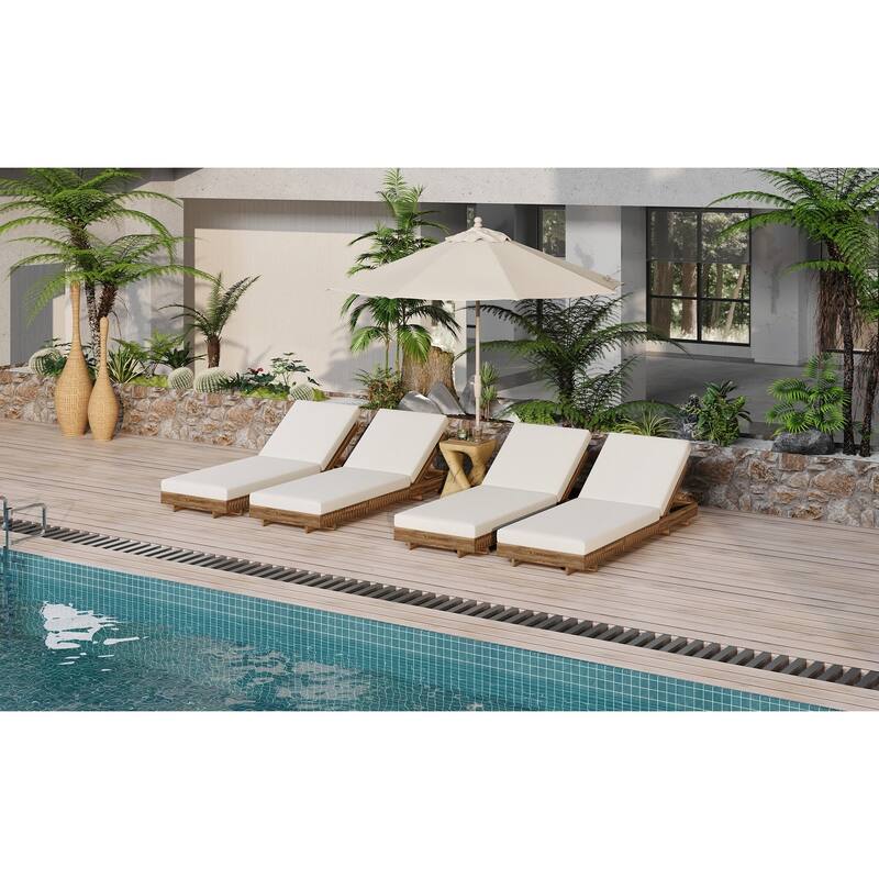 Outdoor Chaise Lounge Chair with 6-Position Adjustable Backrest