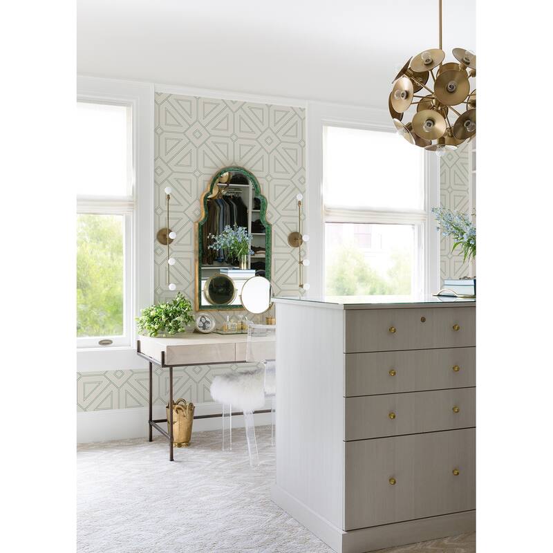 A-Street Prints Voltaire Green Beaded Geometric Wallpaper