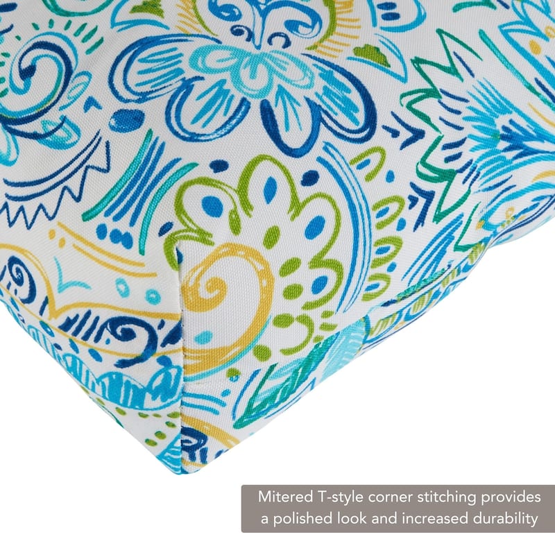 51x18-inch Painted Paisley Outdoor Bench Cushion (Cushion Only)