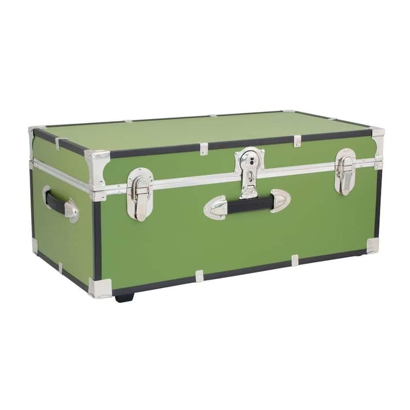 HomeStock Lockable Under Bed Storage Trunk - Heavy Duty Portable Footlocker for College Dorms & Camps with Secure Latch Closure - Olive Grove - 30 in.