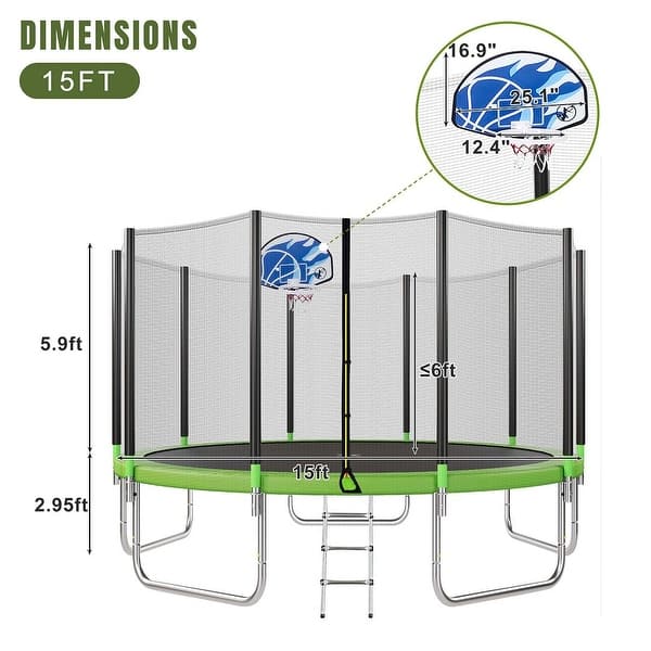 Trampolines 15FT Round Trampoline with Enclosure