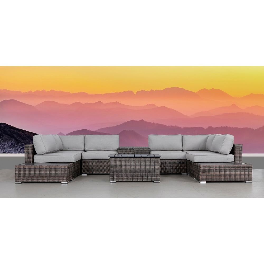 11 Piece Rattan Sectional Seating Group with Cushions