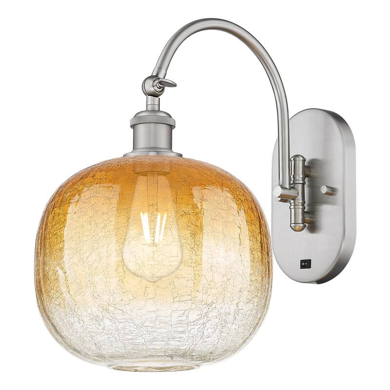 Innovations Lighting Endless Possibilities Ballston - Brookhaven Sphere - 1 Light 11" Swiveling Sconce - Amber/Brushed Satin Nickel