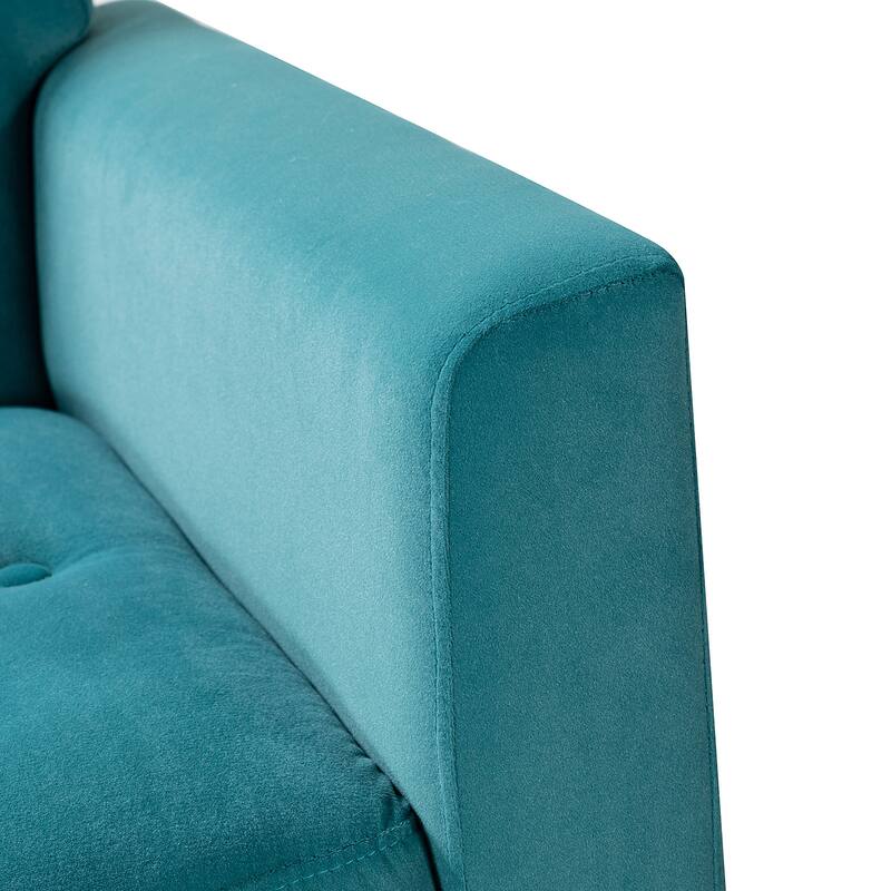 Lilia Contemporary Velvet Upholstered Tufted Back Armchair with Metal Golden legs Set of 2 by HULALA HOME