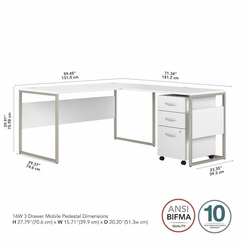 Hybrid 60W L Shaped Table Desk with Drawers by Bush Business Furniture