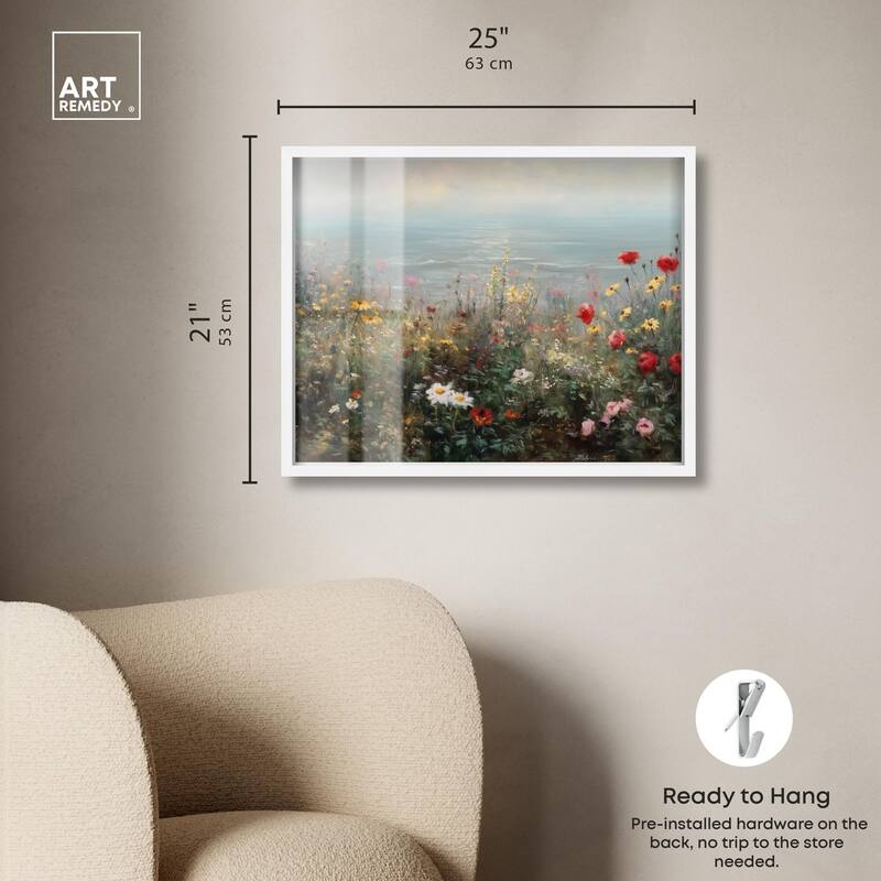 Misty Ocean Field I Shadowbox by Art Remedy