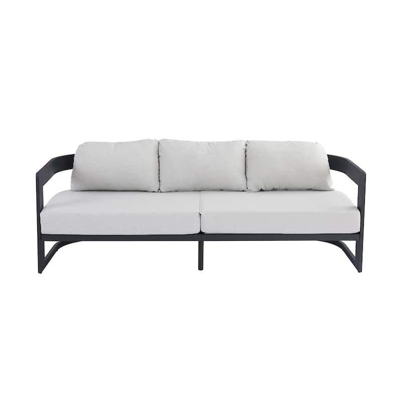 Christopher Knight Home - Elvis Modern Outdoor Aluminum 3 Seater Sofa with Fade-Resistant Cushions