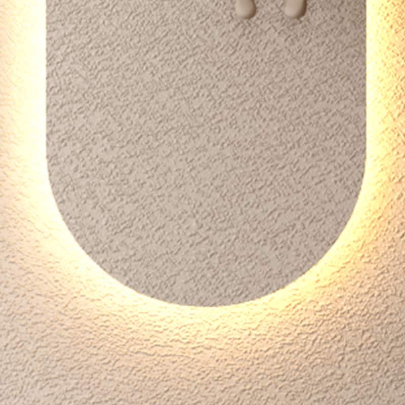 Roomfitters LED Sandstone Wall Art with 3D Vase, 3 Color Light Strip & Fake Rabbit Statue for Living Room, Light Coffee