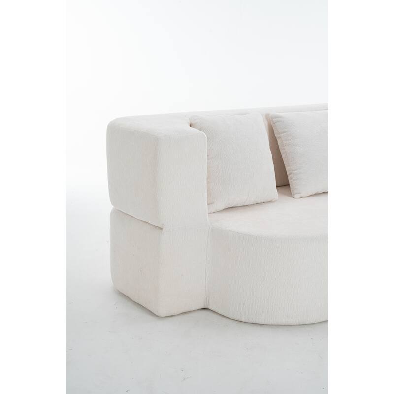 3-Seater Convertible Sofa Bed, Chenille Fabric Sleeper Sofa, High-Density Sponge Daybed, No Assembly Required