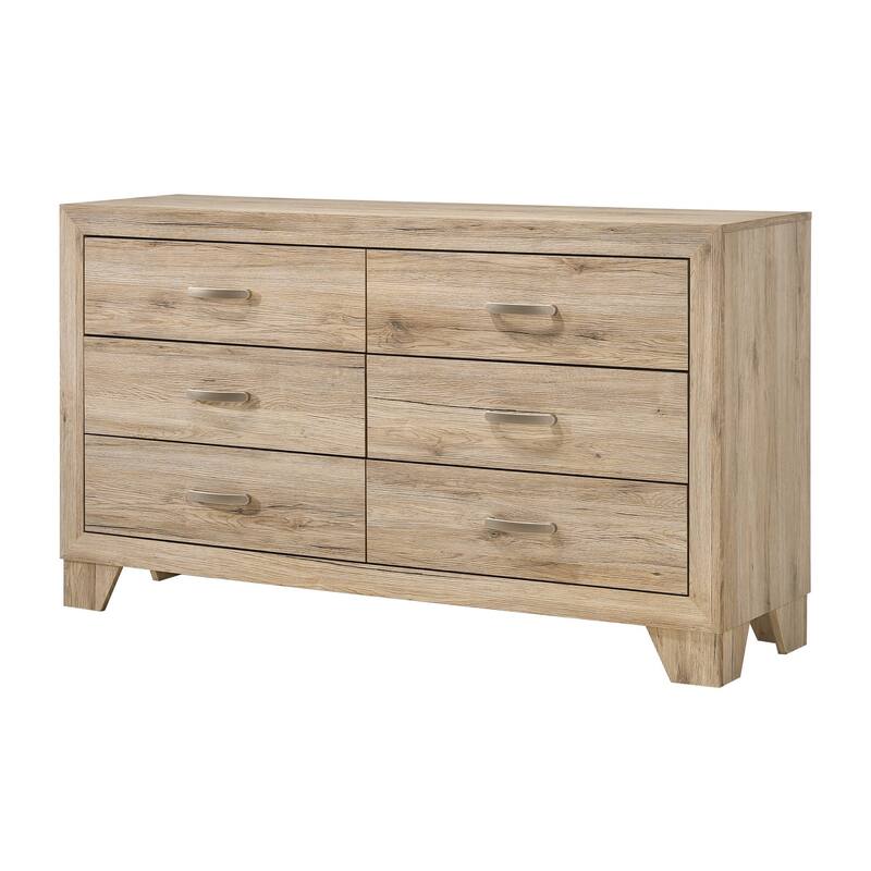 Wooden Nightstand with 6 Storage Drawers, Brown