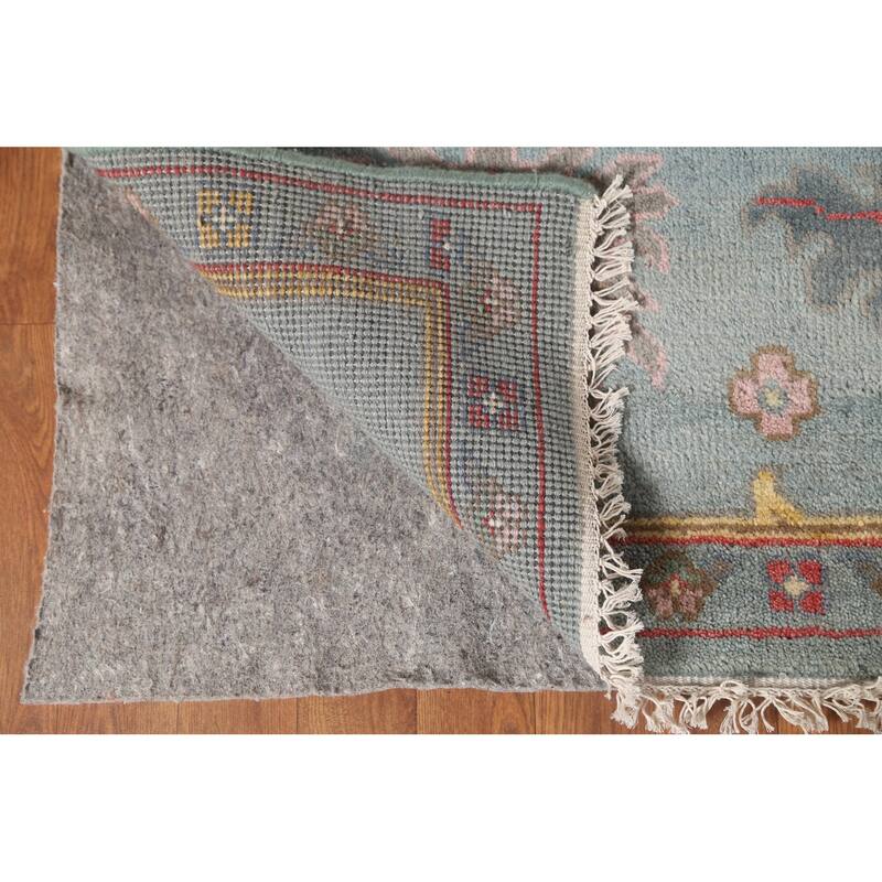 All-Over Floral Oushak Oriental Area Rug Hand-Knotted Wool Carpet - 9'1" x 12'0"