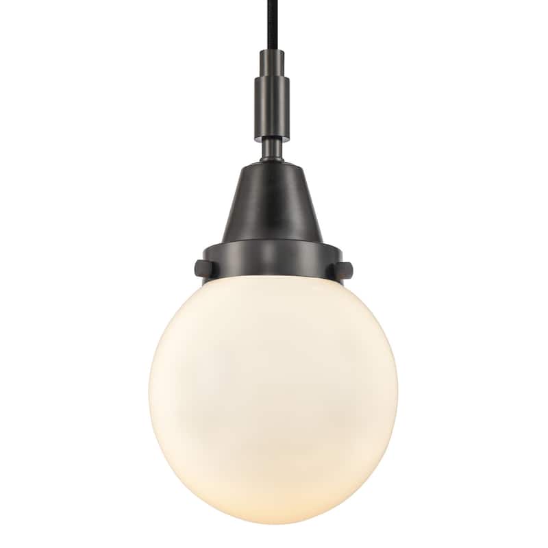 Innovations Lighting 447-1P-G201-6 Beacon 6" Wide Mini Pendant with - Matte Black