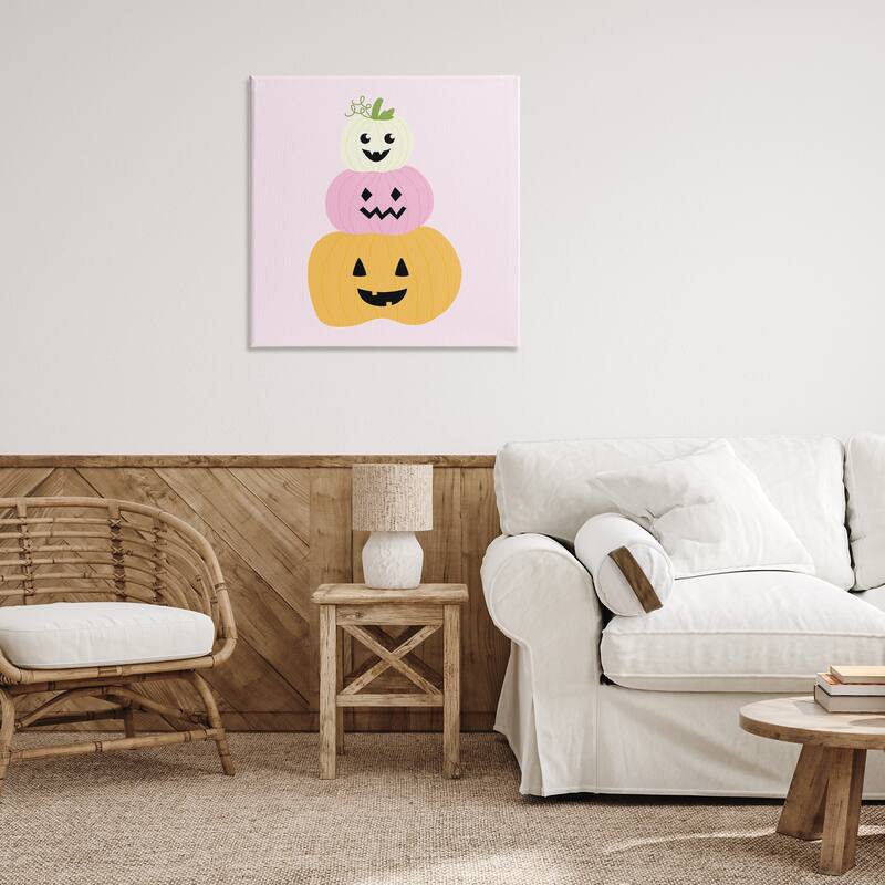 Stupell Pastel Happy Jack-o-Lanterns Canvas Wall Art Design By Sazerelli Designs