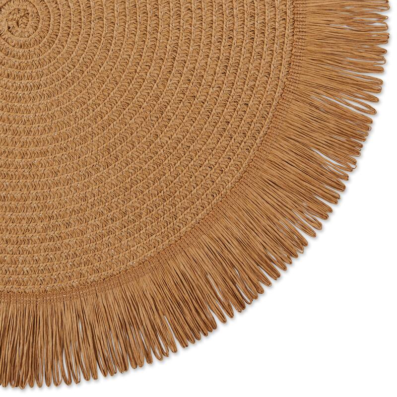 DII Natural Fringe Woven Polyester Round Placemat (Set of 6)