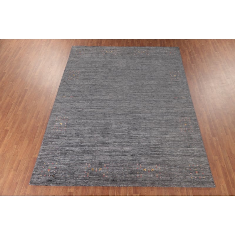 Striped Gabbeh Oriental Area Rug Wool Carpet - 8'9"x 11'6"