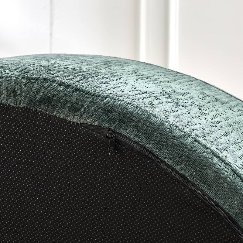 Green Round Chenille Single Sleeper Sofa with Backrest Pillow