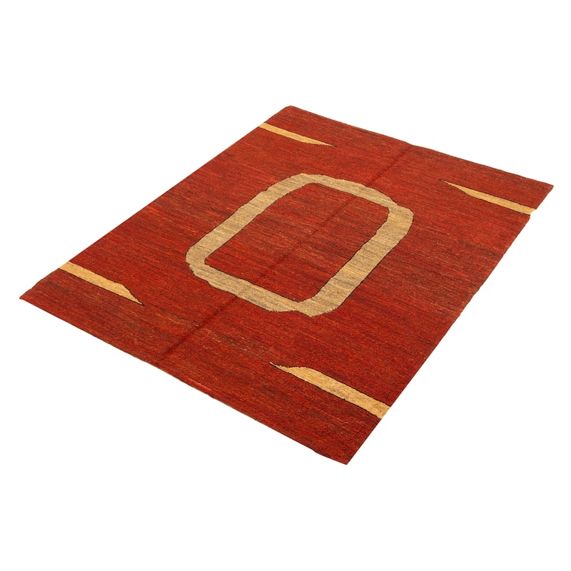 ECARPETGALLERY Flat-Weave Natural Red Wool Tapestry Kilim - 4'11 x 6'6