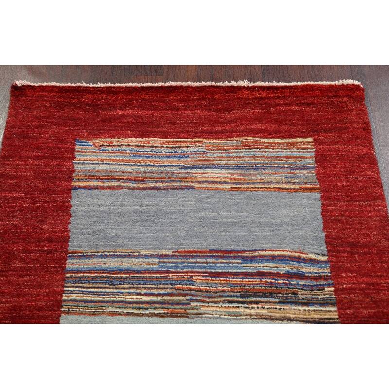 Striped Gabbeh Kashkoli Oriental Runner Rug Hand-knotted Wool Carpet - 2'9" x 10'4"