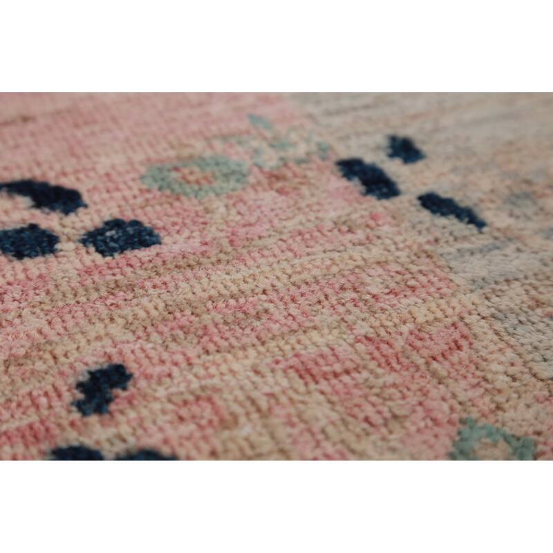 Hand Knotted Oriental 100% Wool Carpet Traditional Floral Pink Art Deco Area Rug - 7' 3'' X 4' 10''