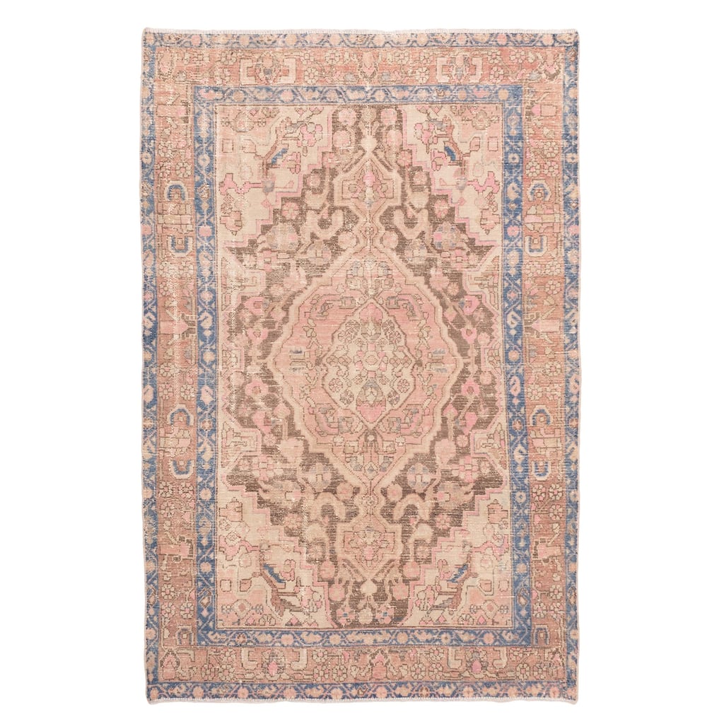 ECARPETGALLERY Hand-knotted Antalya Vintage Dark Brown Wool Rug - 4'5 x 6'9