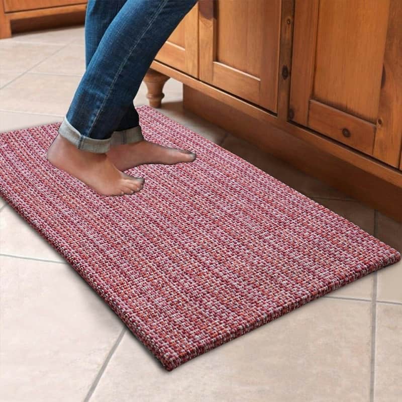 Woven Cotton Anti Fatigue Cushioned Kitchen | Doormat | Bathroom 18" x 30" Mats With Foam Backing Anti Slip - 18''x30''