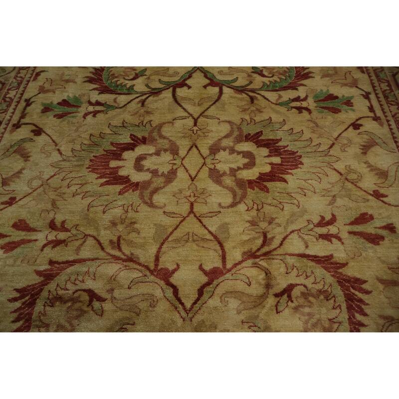 Hand Knotted Oriental 100% Wool Carpet Traditional Floral Yellow & Gold Chobi-Peshawar Area Rug - 10' 0'' X 8' 0''