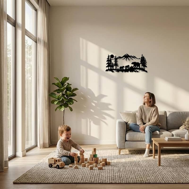 Bear Metal Wall Decor for Home and Outside - Wall-Mounted Geometric Wall Art Decor
