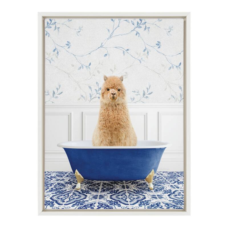 Kate and Laurel Sylvie Animal Bath Framed Canvas by Amy Peterson
