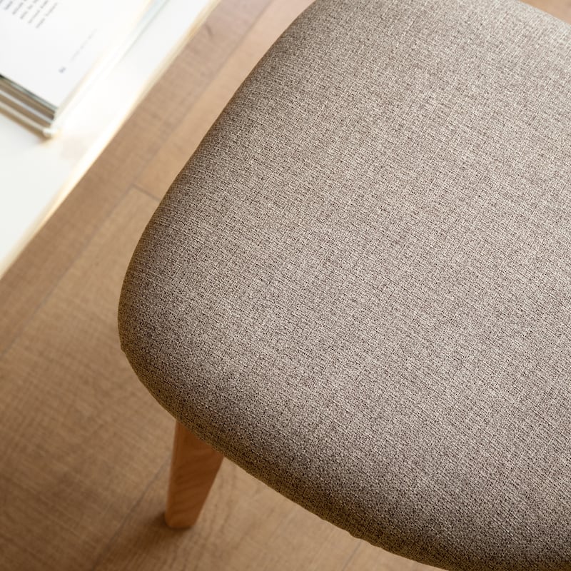 Solid Oak Wood Dining Chair with Upholstered Seat Curved Backrest Natural Finish