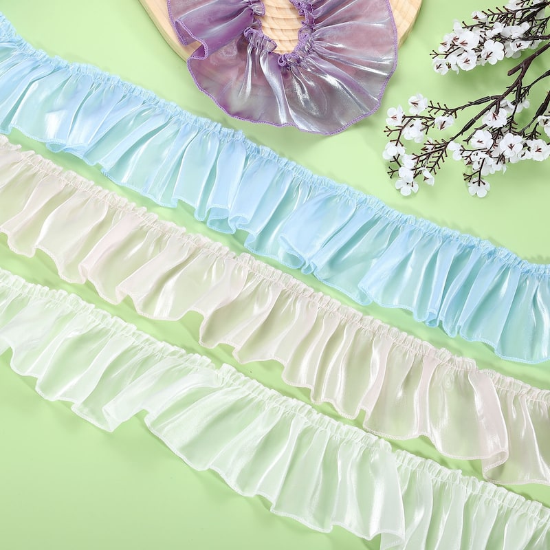 Ruffle Lace Ribbon Trim Pleated Lace Fabric Trim 5.5 Yard