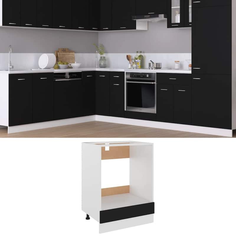 vidaXL Kitchen Cabinet Storage Cupboard Under Sink Organizer Engineered Wood - 23.6"x18.1"x32.1" - Black 1
