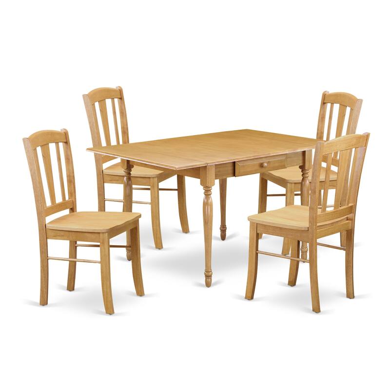 East West Furniture Dining Room Table Set Includes a Rectangle Kitchen Table with Dropleaf and Dining Chairs (Pieces Options)