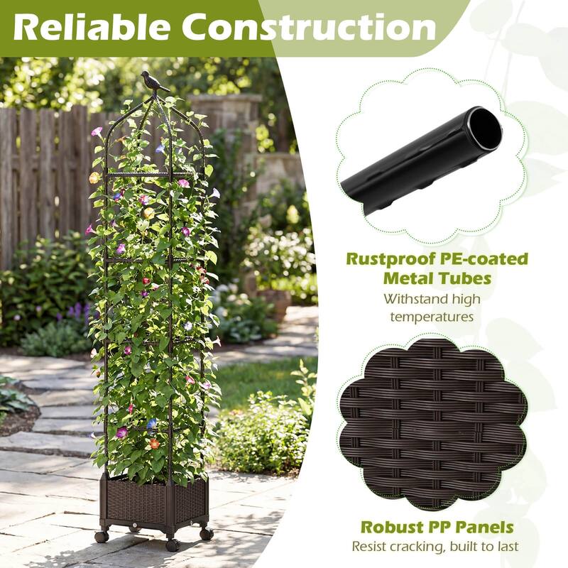 Costway 1/2 PCS Raised Garden Bed Tomato Cage Planter Box with