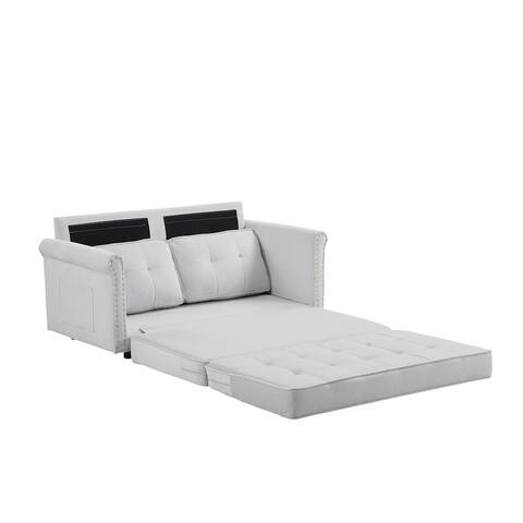 Folding Futon Loveseat Sofa Bed with Nailhead Arms