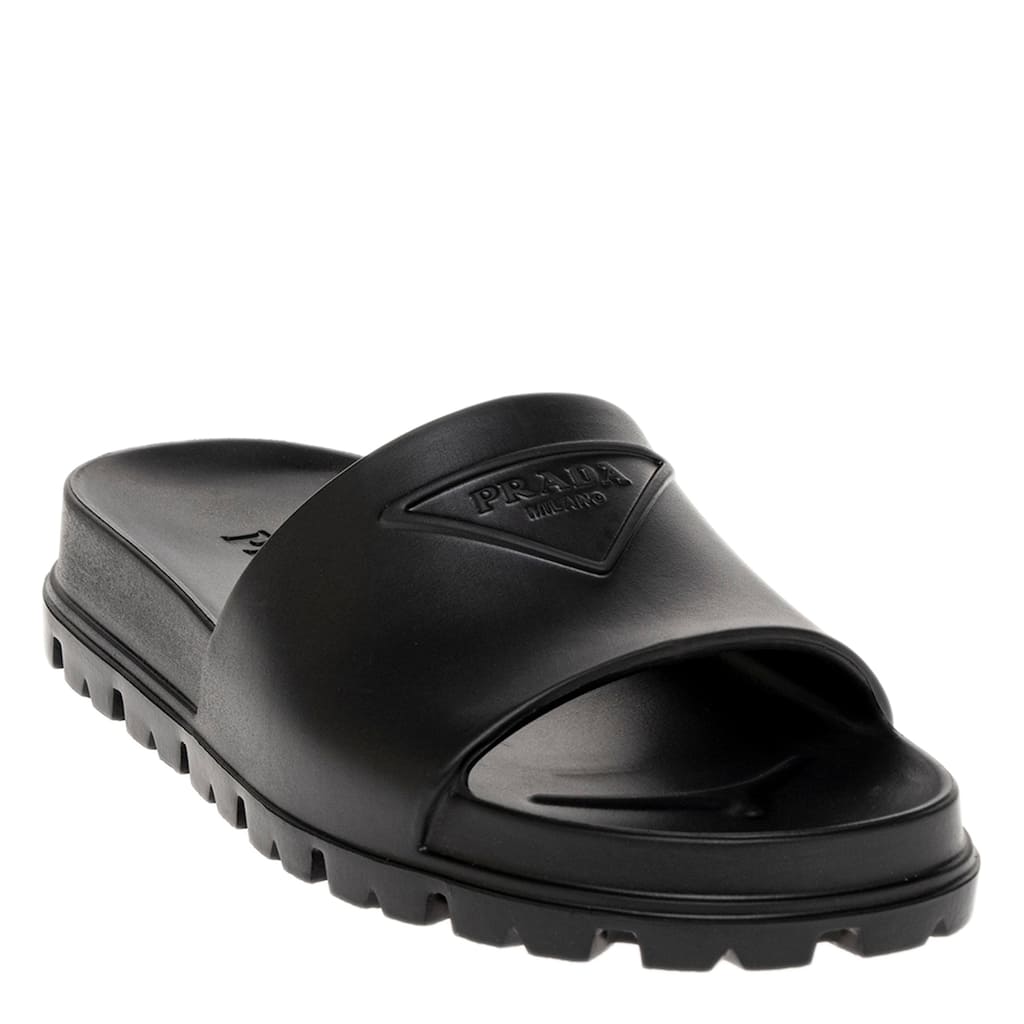 Prada Logo Embossed Rubber Slides
