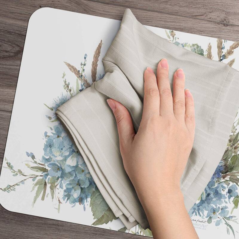 Reversible Wipe Clean Plastic Placemats Bohemian Blue Set of 4 Bed