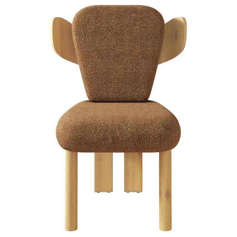 Corvus Delhi Teddy Fabric Upholstery Dining Chairs with Wood Legs (Set of 2)