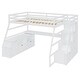 preview thumbnail 21 of 83, Loft Bed Frame wDesk and Storage Staircase, Wood Loft Bed with 7 Drawers and 2 Shelves, Kid's Loft Bed Study Bed with Staircase