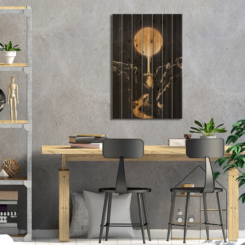 Moonlit Print On Wood by Enkel Dika - Multi-Color