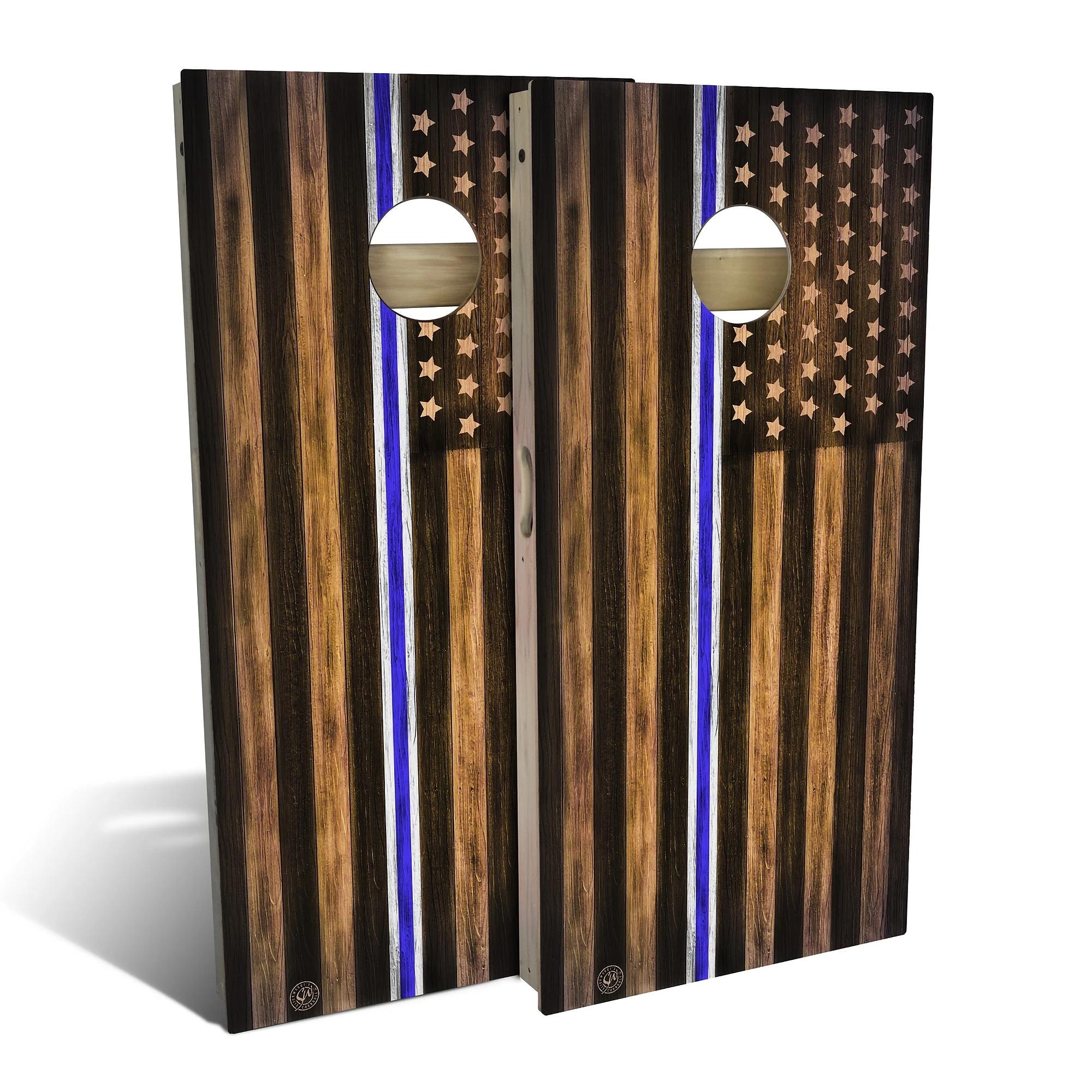 Charred EMS White and Blue Outdoor Cornhole Board Game